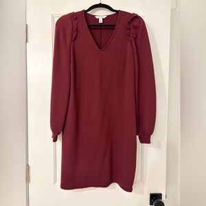 Nine West Deep Red Long Sleeve Dress